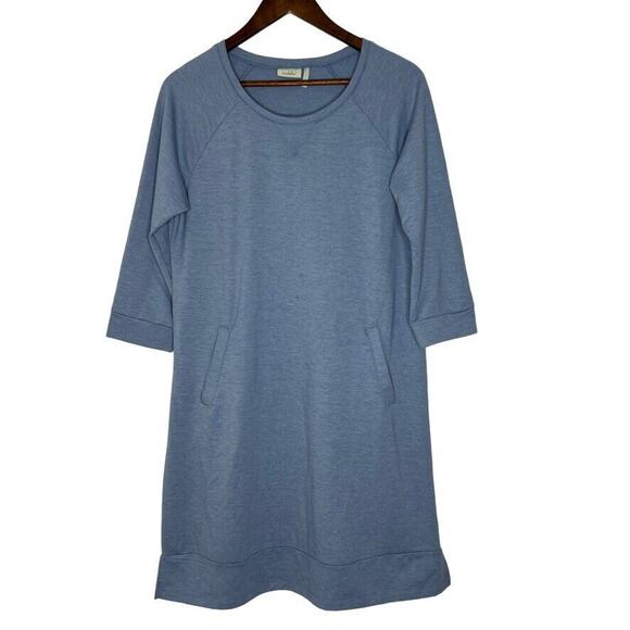 Logo Lori Goldstein Blue Short Sleeve Pocket Shirt Dress Size Large - Picture 1 of 10